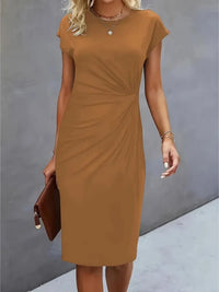 Isabella | Festliches Kurzarm-Midikleid - Khaki