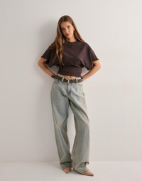 Isidora | Damen Oversized Kurzarm T-Shirt - Braun