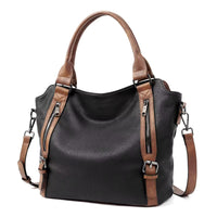 Isolde | Damen Hobo Bag Schultertasche - Schwarz Mit Braun
