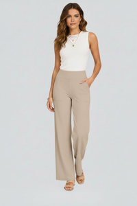 Isolde | Damen Wide-Leg Hose mit hohem Bund - Creme