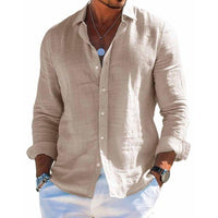Herren Lässiges Langarmhemd mit Knöpfen und Relaxed Fit - Khaki