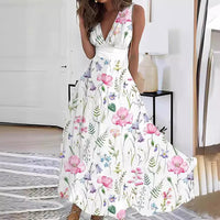 Jacqueline | Damen Ärmelloses Blumenkleid im A-Linien-Stil - Pinke Blume
