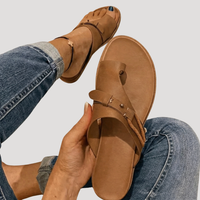 Johanna | Damen Zehensandalen Flach Sommer - Braun