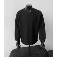 Jonas | Herren Grobstrick Pullover mit V-Kragen - Schwarz