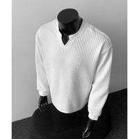 Jonas | Herren Grobstrick Pullover mit V-Kragen - Weiß