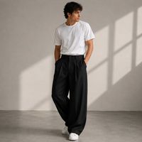 Jonathan | Herren Lässige Wide Leg Freizeithose - Schwarz