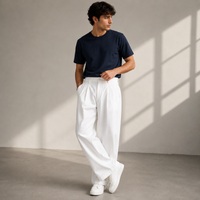 Jonathan | Herren Moderne Wide Leg Freizeithose - Weiß