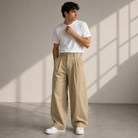 Jonathan | Herren Moderne Wide Leg Freizeithose - Khaki