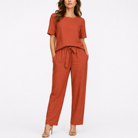 Josefina | Damen Zweiteiler Set mit Kurzarm Top - Orange