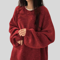 Wera | Damen Oversized Langärmliger Pullover - Rot