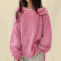 Wera | Damen Oversized Langärmliger Pullover - Rosa