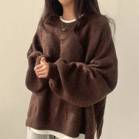 Wera | Damen Oversized Langärmliger Pullover - Braun