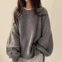 Wera | Damen Oversized Langärmliger Pullover - Grau