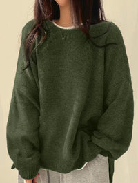 Wera | Damen Oversized Langärmliger Pullover - Grün