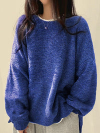 Wera | Damen Oversized Langärmliger Pullover - Blau