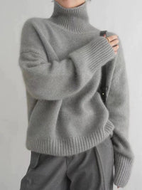 Josephine | Damen Wollmix Strick Rollkragenpullover - Grau