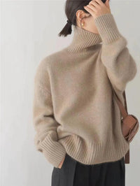 Josephine | Damen Wollmix Strick Rollkragenpullover - Khaki