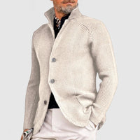 Jovel | Herren strukturierte Strickjacke im Blazer-Stil - Weiß
