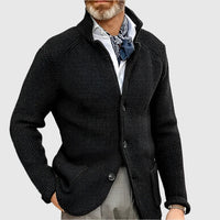 Jovel | Herren strukturierte Strickjacke im Blazer-Stil - Schwarz