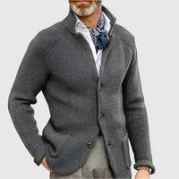 Jovel | Herren strukturierte Strickjacke im Blazer-Stil - Dunkelgrau