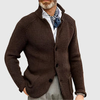 Jovel | Herren strukturierte Strickjacke im Blazer-Stil - Kaffee