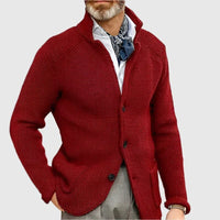 Jovel | Herren strukturierte Strickjacke im Blazer-Stil - Weinrot