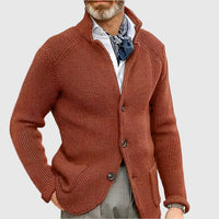 Jovel | Herren strukturierte Strickjacke im Blazer-Stil - Rostrot
