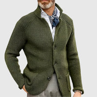 Jovel | Herren strukturierte Strickjacke im Blazer-Stil - Moos