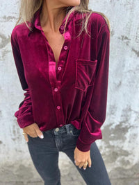 Isabella - Bluse Aus Samt - Rot