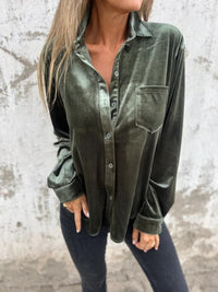 Isabella - Bluse Aus Samt - Grün