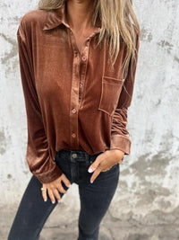 Isabella - Bluse Aus Samt - Braun