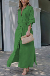 Jeanette | Maxikleid mit V-Ausschnitt - Grün