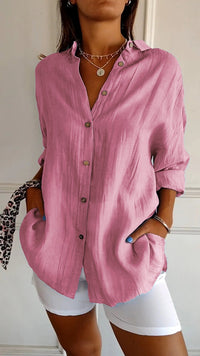 Elegante leichte Bluse für Frauen | Lange Ärmel - Rosa