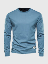 Eric | Herren Casual Slim Fit Langarm T-Shirt - Blau