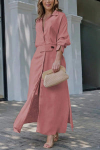 Jeanette | Maxikleid mit V-Ausschnitt - Rosa