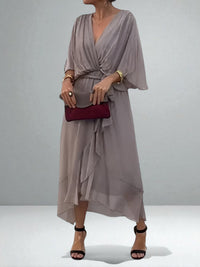Monica | Damen Chiffon Kleid – Fließendes Elegantes Chiffon Kleid - Gray