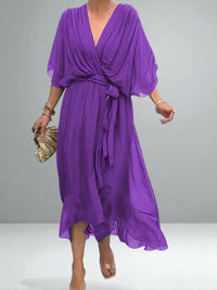 Monica | Damen Chiffon Kleid – Fließendes Elegantes Chiffon Kleid - Purple