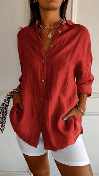Elegante leichte Bluse für Frauen | Lange Ärmel - Rot