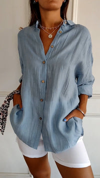 Elegante leichte Bluse für Frauen | Lange Ärmel - Blau