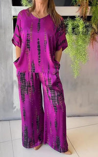 Marie | Damen Lässiges Casual Set – Entspanntes Lässiges Matching Set - Purple