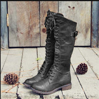 Sarah | Damen Klassiker Lace-up Schnürstiefel - Schwarz
