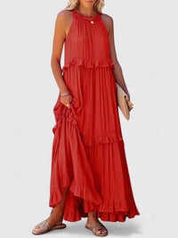 Julia | Damen Elegantes Drapiertes Maxikleid - Rot