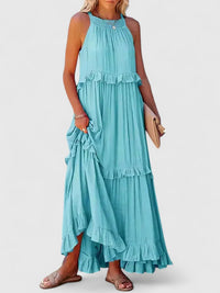 Julia | Damen Elegantes Drapiertes Maxikleid - Blau