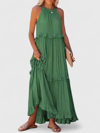 Julia | Damen Elegantes Drapiertes Maxikleid - Grün