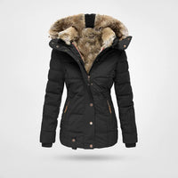 Julia | Damen Winter Gesteppte Kunstfelljacke - Schwarz