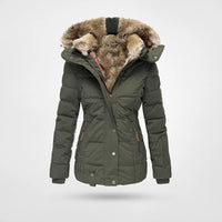 Julia | Damen Winter Gesteppte Kunstfelljacke - Grun