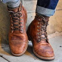 Julian | Herren Robuste Leder Schnürstiefel - Braun
