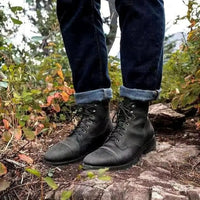 Julian | Herren Robuste Leder Schnürstiefel - Schwarz