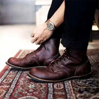 Julian | Herren Robuste Leder Schnürstiefel - Dunkelbraun