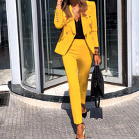Julianna | Damen Blazer Hose Set Business Anzug - Gelb